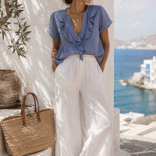 Short-sleeve striped blue white t-shirt H&M