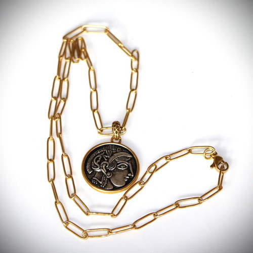 Ancient Tetradrachm Athena Head Silver Replica Pendant new