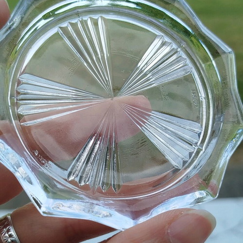 Vintage base with 3 glass coasters like new, 1970s
