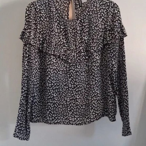 Women's leopard print blouse with frill, H&M, size medium, like new