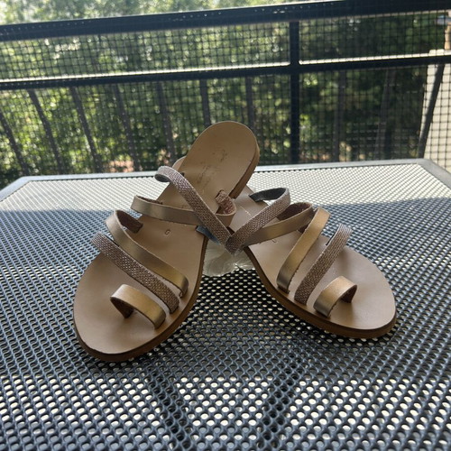 Leather sandals used, size 37, beige and brown