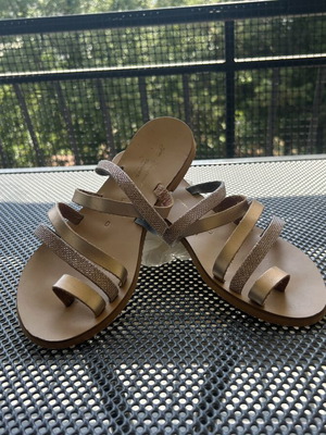 Leather sandals used, size 37, beige and brown