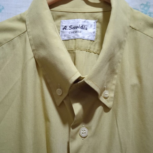 Cotton men's shirt long sleeve size L like new mocha mustard color