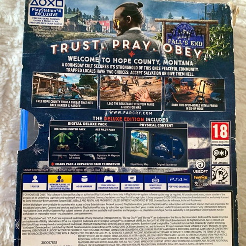 Far Cry 5 Deluxe Edition PS4 like new with map and music CD
