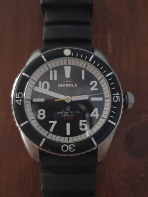 Shinola The Duck 42mm ρολόι χειρός μεταχειρισμένο, Argonite 713 quartz, μαύρο λουράκι καουτσούκ