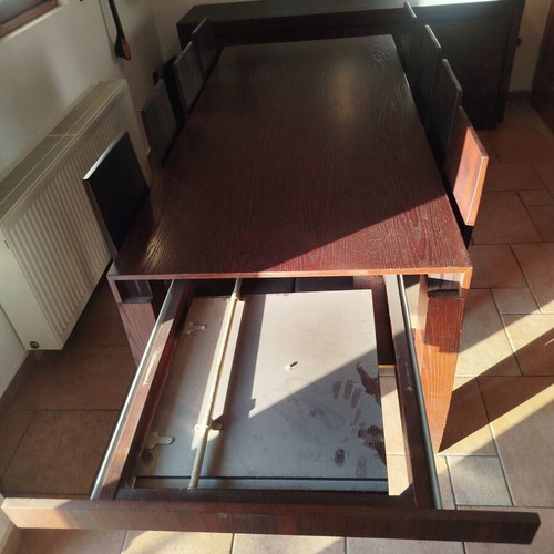 Dining room set like new, solid wood table, 8 chairs, buffet, mirror
