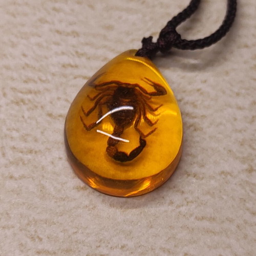 Amber necklace with Scorpio pendant new
