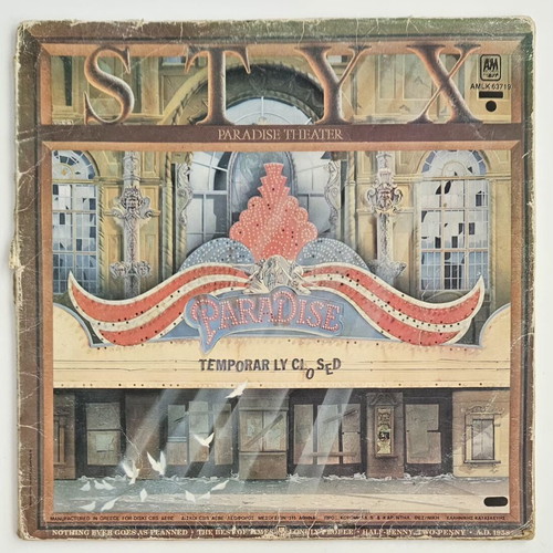 Styx Paradise Theatre vinyl record used, first Greek release 1981
