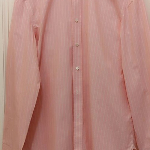 Luigi Borrelli Napoli x Unützer pink striped shirt handmade, size L