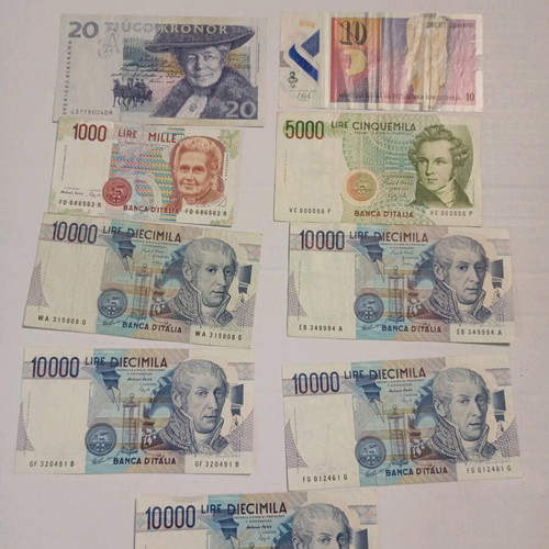 Banknotes used from Italy, Macedonia and Sweden
