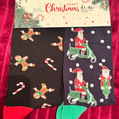Christmas socks men's black and blue, new, pack of 2