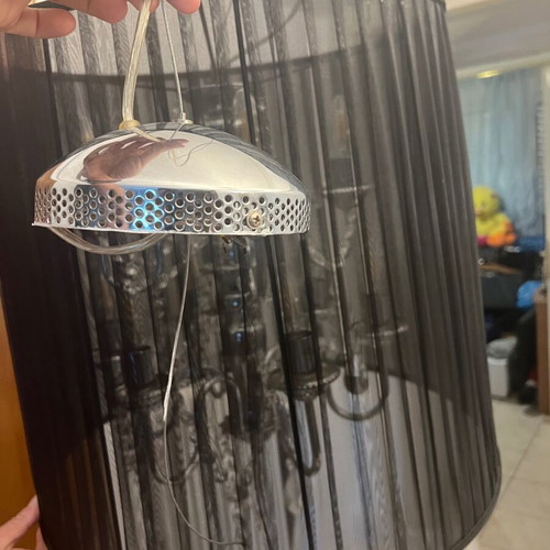 Chandelier lamp with black fabric shade and crystal details like new