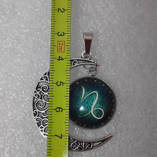 Capricorn Zodiac Crescent Moon Pendant Necklace like new
