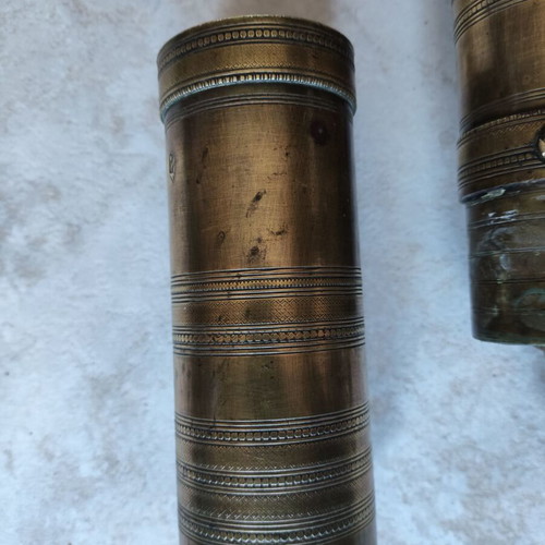 Bronze antique manual coffee grinder used