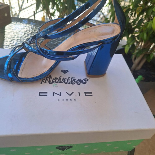 Mairiboo for Envie metallic blue sandals size 41 like new, 9cm heel