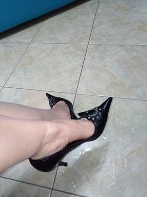 Γόβες μεταχειρισμένες μαύρες γνήσιο δέρμα, τακούνι 8cm, νούμερο 38