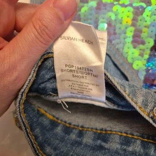 Silvian Heach Sequin Denim Shorts like new, W25, colorful festival style