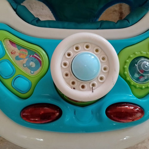 Premaman walker used, blue with adjustable seat height and toys