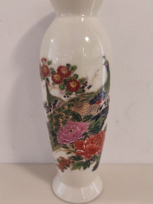 Vintage Japanese Asahi Vase like new with peacocks and flowers