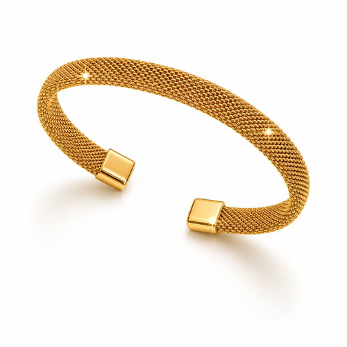 Gold mesh cuff bracelet new, luxury minimal design