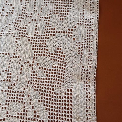 Handmade knitted beige motif new, 54×72.5 cm