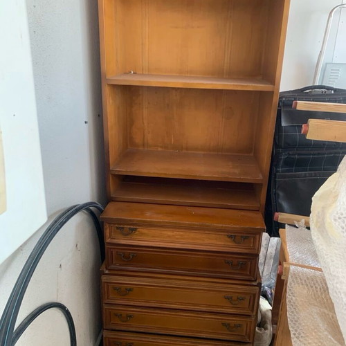 Bookshelf with desk, cabinet and four drawers