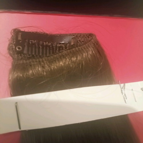Synthetic hair extensions new red and brown with clips