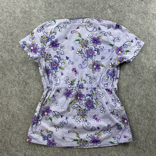 Dickies floral nurse blouse women's small used, multicolor
