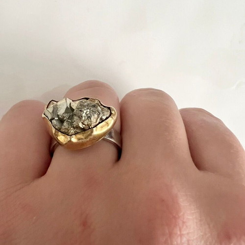 Ring used with 24K gold, 975 silver and pyrite