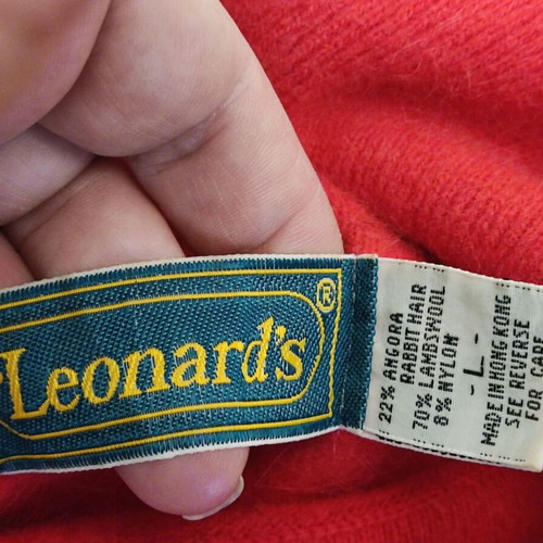 Leonard’s red wool sweater with turtleneck, like new, size L