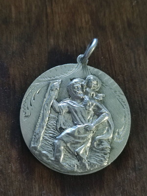 Silver Saint Christopher Medal 900 Antique Like New Collectible
