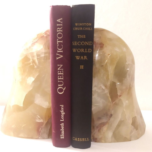 Green Onyx Bookends set of two used, mountain shape, 18.5 cm