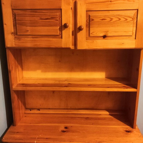 Bookcase/desk used, solid Swedish wood with 2 cabinets and 5 drawers