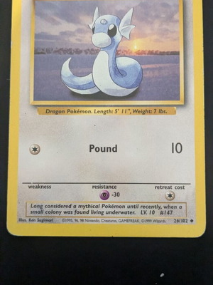 Dratini Pokémon TCG card used, Base Set 26/102