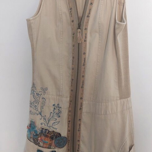 Desigual dress beige size 42 like new, soft denim fabric