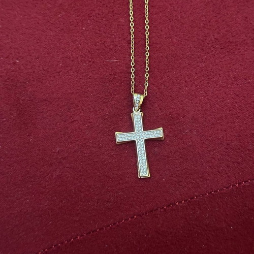 Steel gold cross necklace new