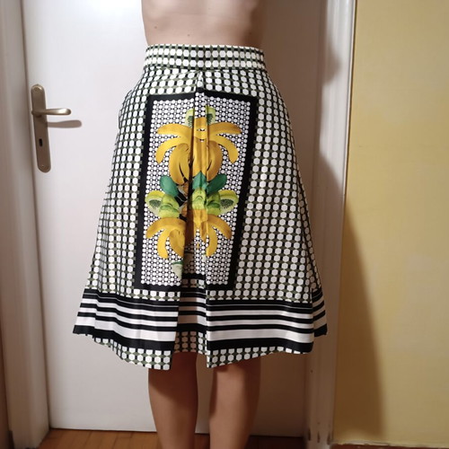 Tropicana Midi Skirt Axel new, satin, size XS-S, art deco print