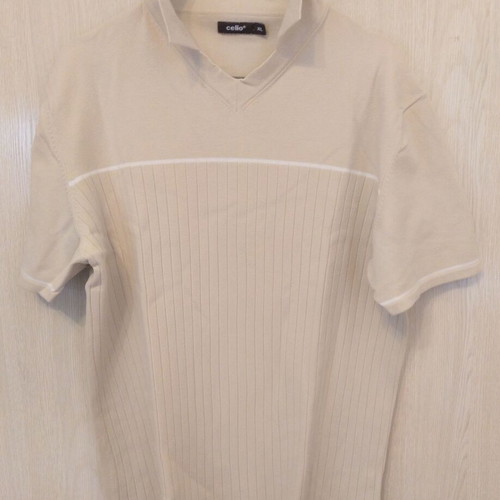 Celio Polo T-shirt XL like new, cream and white, cotton