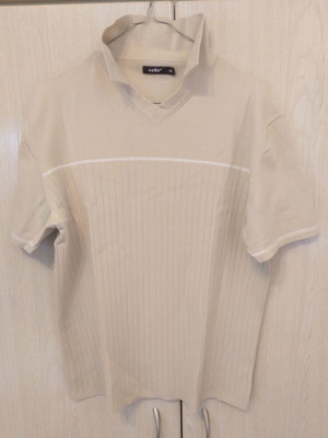 Celio Polo T-shirt XL like new, cream and white, cotton
