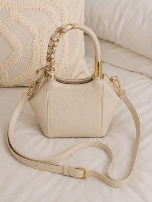 Camila Karina Cream Handbag with Decorative Scarf