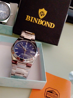 Men's watch blue dial new, stainless steel, waterproof