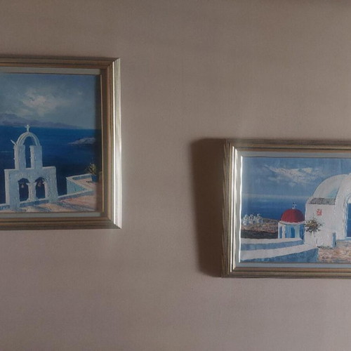 Set of 2 Oil Paintings Cyclades 54x64 cm
