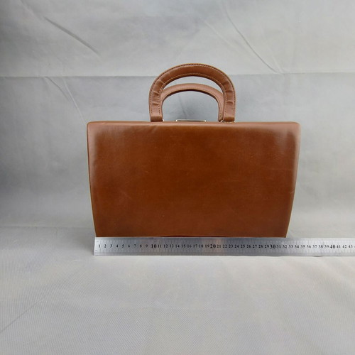 Old Soviet women's bag used, brown vinyl fashion bag