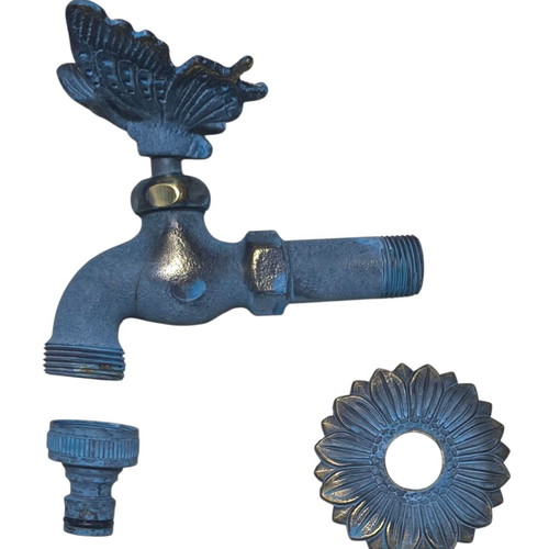 Antique butterfly brass garden faucet new with oxidized finish
