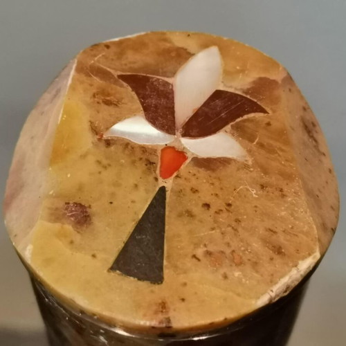 Small marble box used with inlaid anthemion and mother of pearl