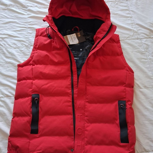 Crosshatch Mens Hooded Padded Gilet Medium new, red