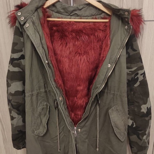 Silia D parka jacket with burgundy fur lining, XL