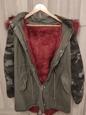Silia D parka jacket with burgundy fur lining, XL