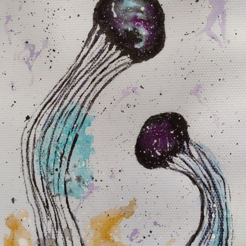 Watercolor painting jellyfish marine theme new