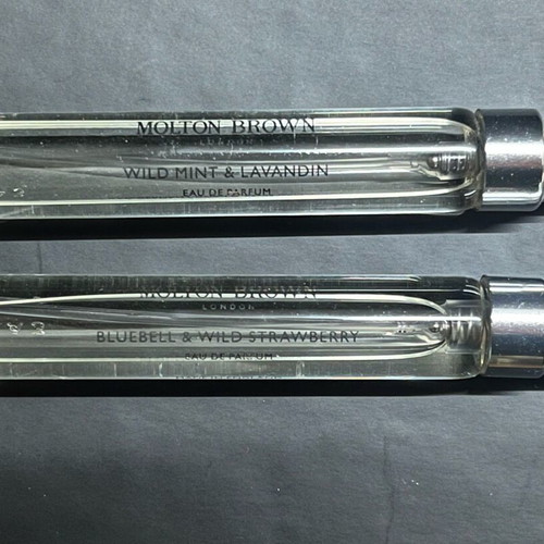 Molton Brown mini perfumes used, Wild Mint & Lavandin and Bluebell & Wild Strawberry